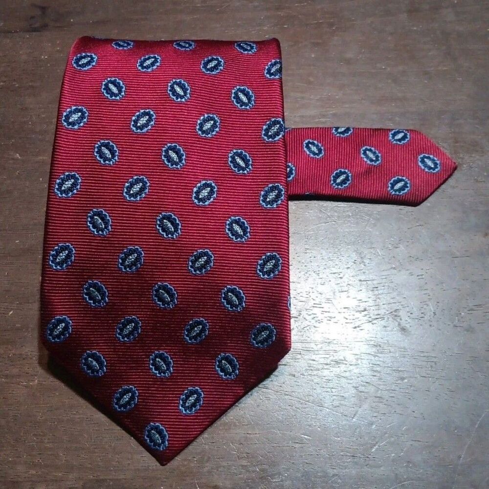 Vintage Brooks Brothers Makers Tie Pure Silk Woven In England USA Made Red Repp